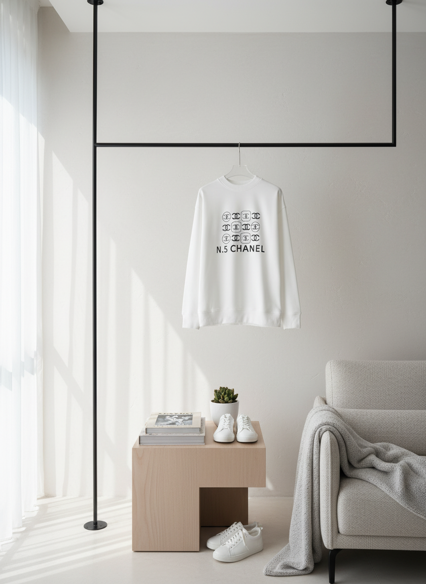 CHANEL N5 White Hoodie Unisex Luxury Sweatshirt