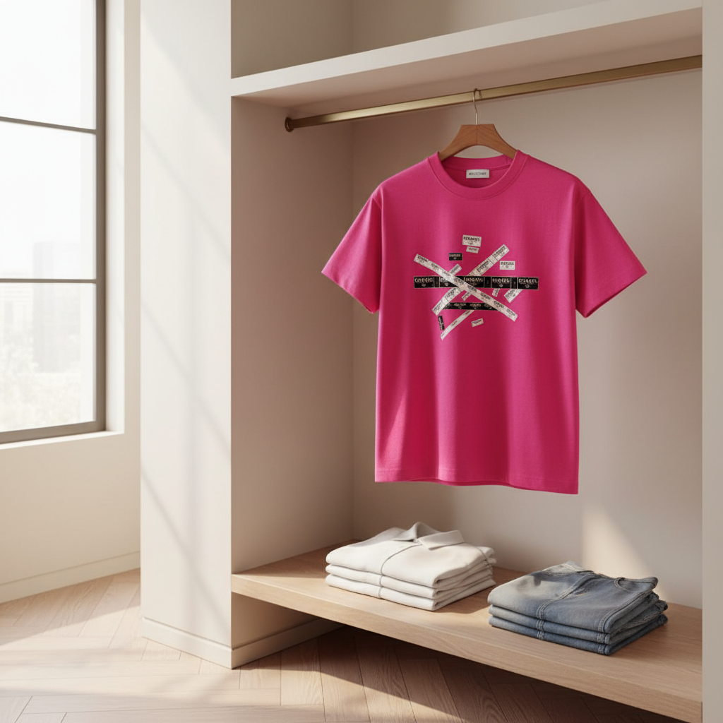 CHANEL Pink Logo Cotton T-Shirt Casual Streetwear Top