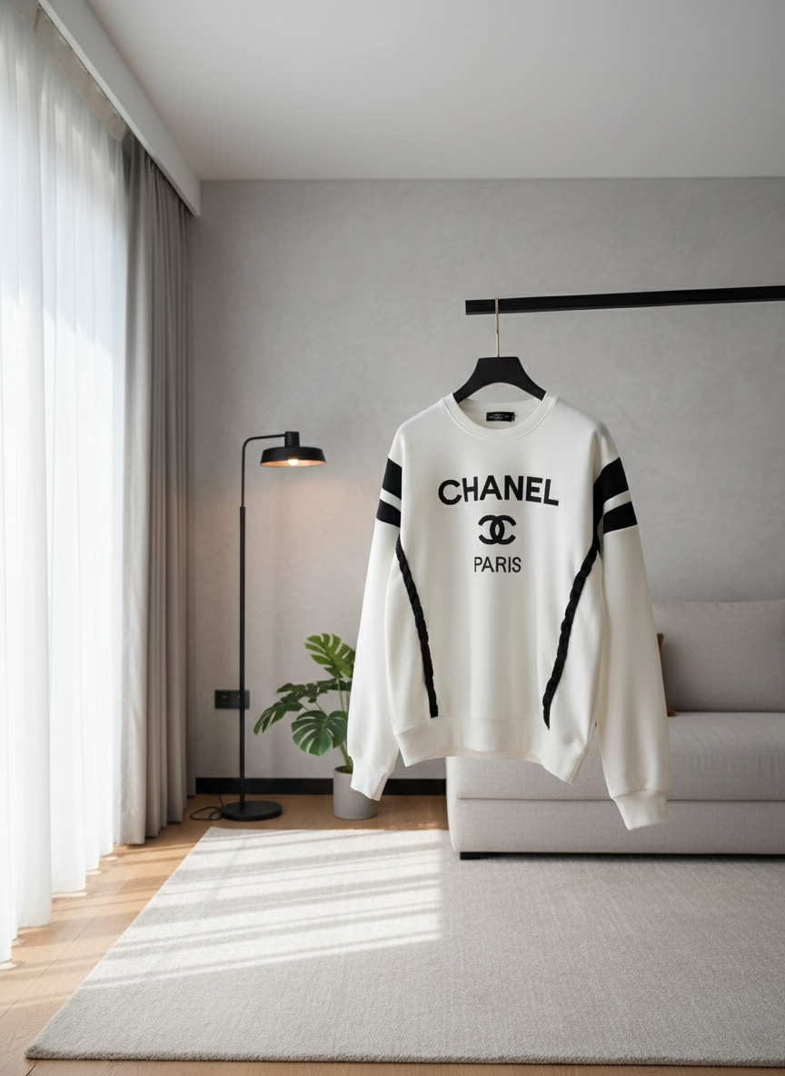CHANEL Paris Style Oversized Black White Women Hoodie