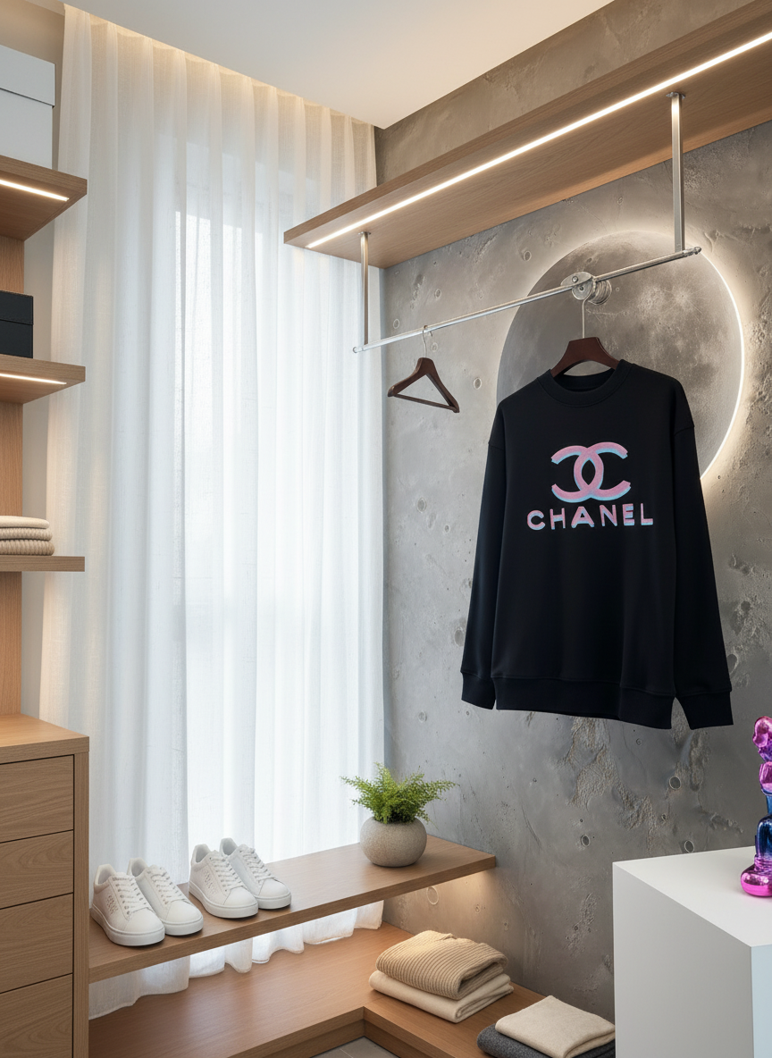 CHANEL Black Logo Luxury Casual Hoodie