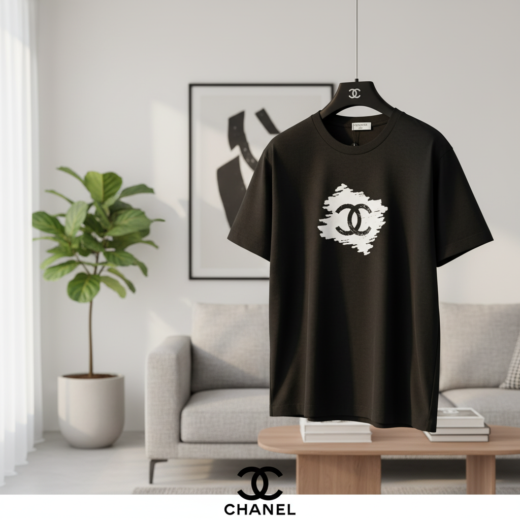 CHANEL Classic Black Cotton Logo T-Shirt