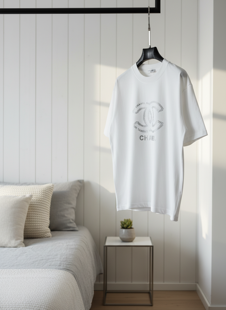 CHANEL Classic White Cotton Logo T-Shirt