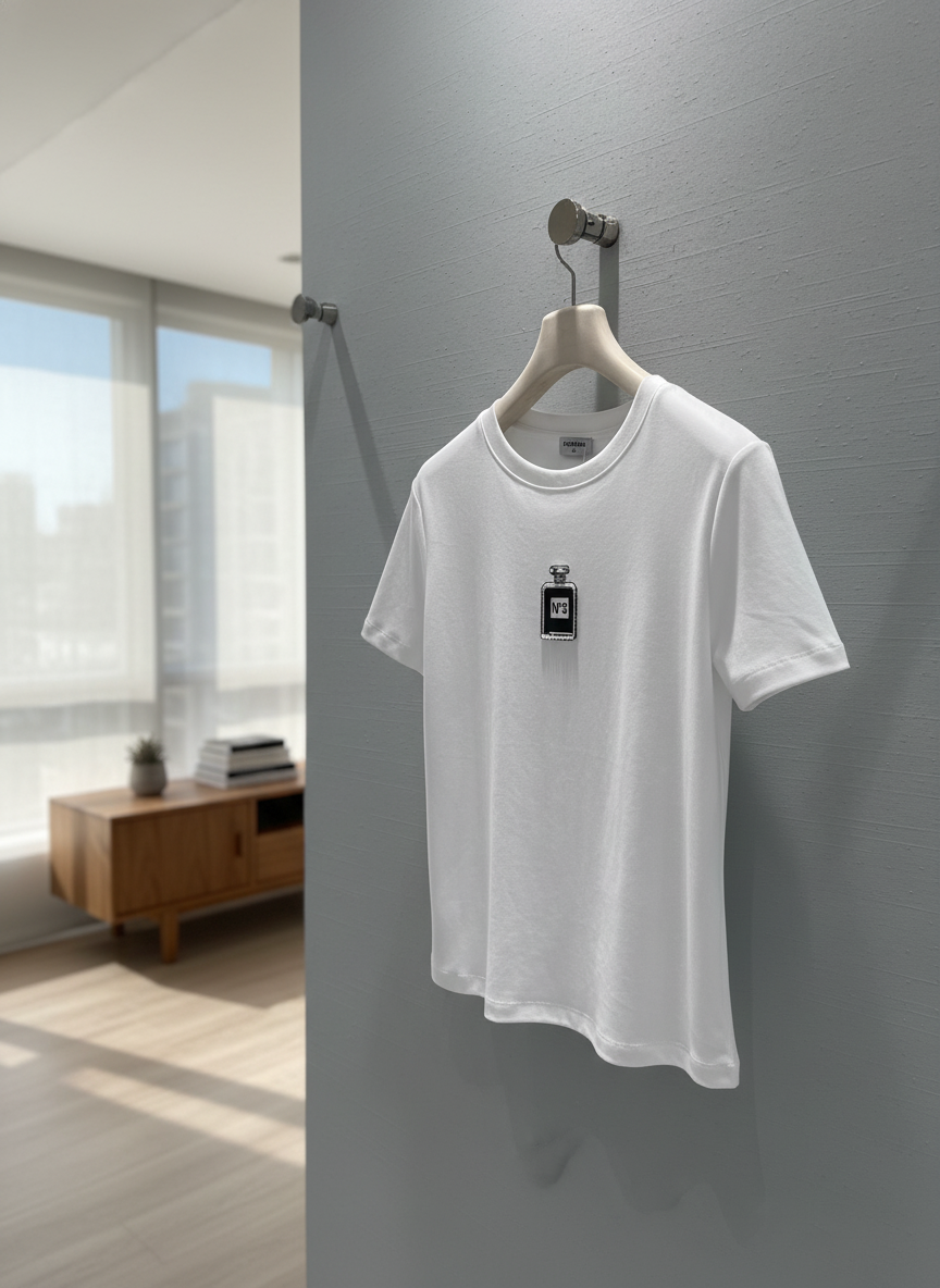 CHANEL No5 White Cotton Perfume Print T-Shirt