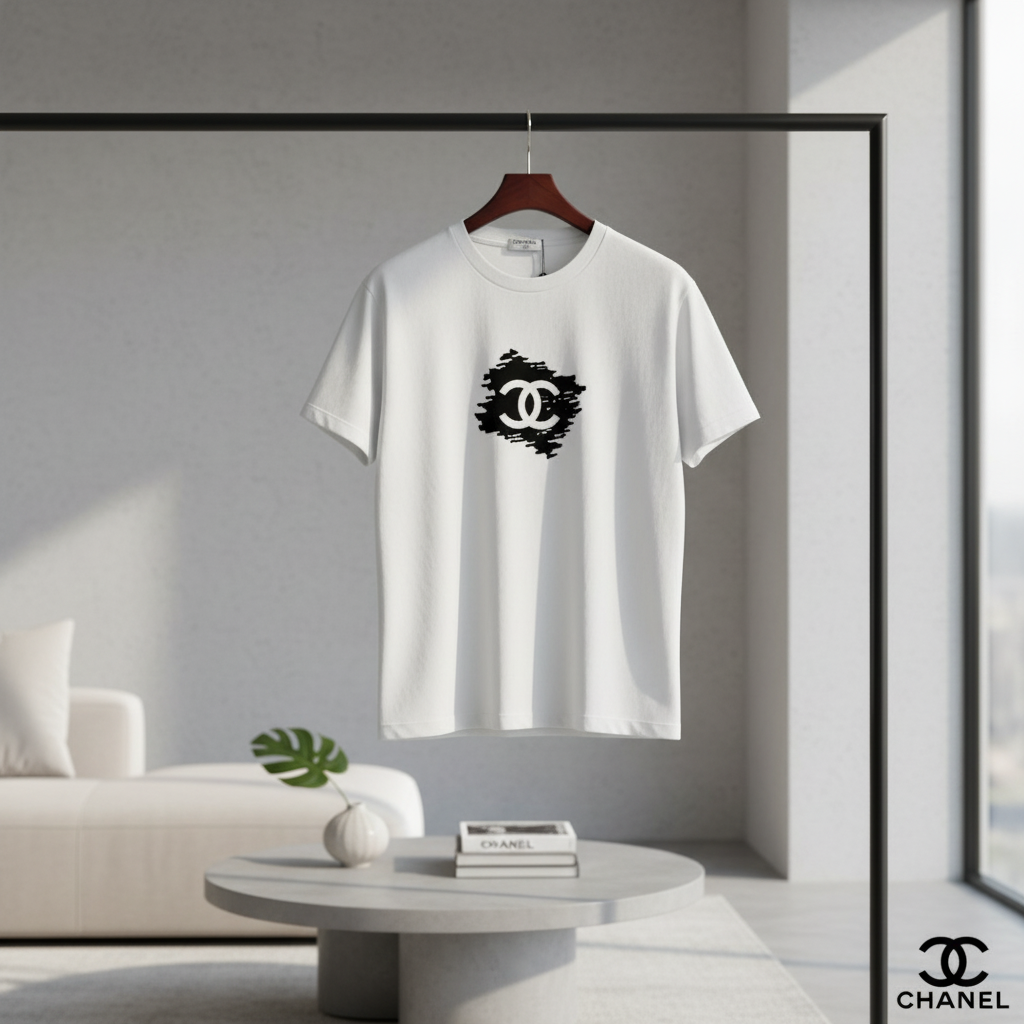 CHANEL White Cotton Logo Unisex T-Shirt