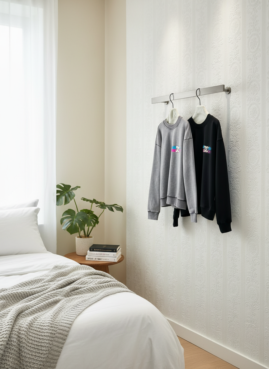 CHANEL Unisex Logo Cotton Hoodies Black Gray
