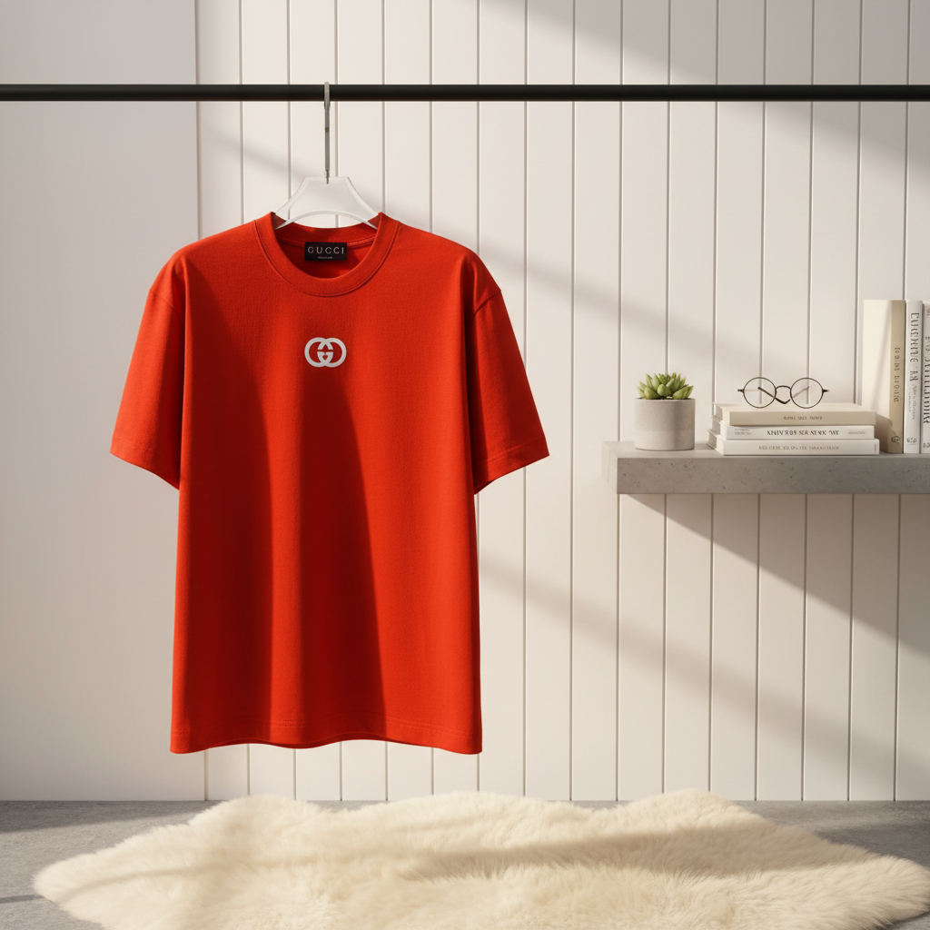 CHANEL Red Cotton Logo T-Shirt Summer Casual Top