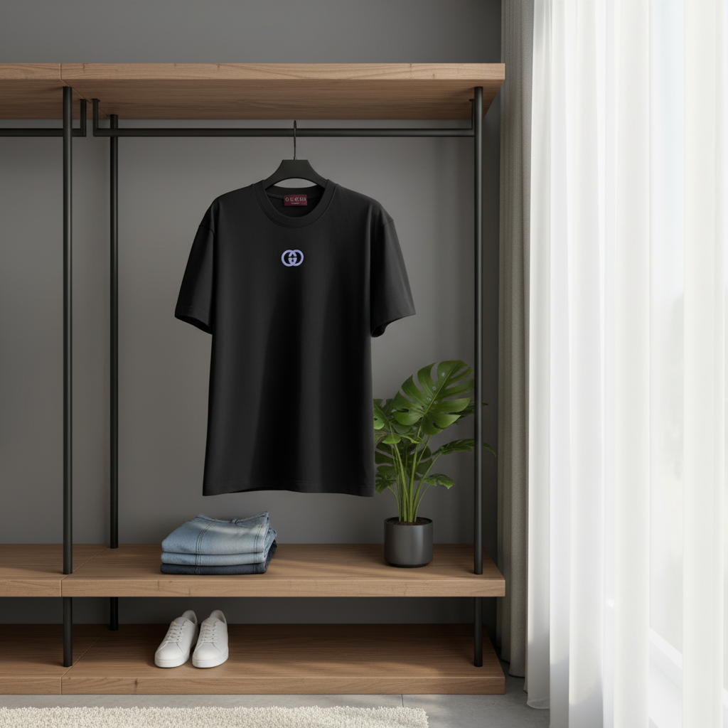 GUCCI Black Cotton Logo T-Shirt Men