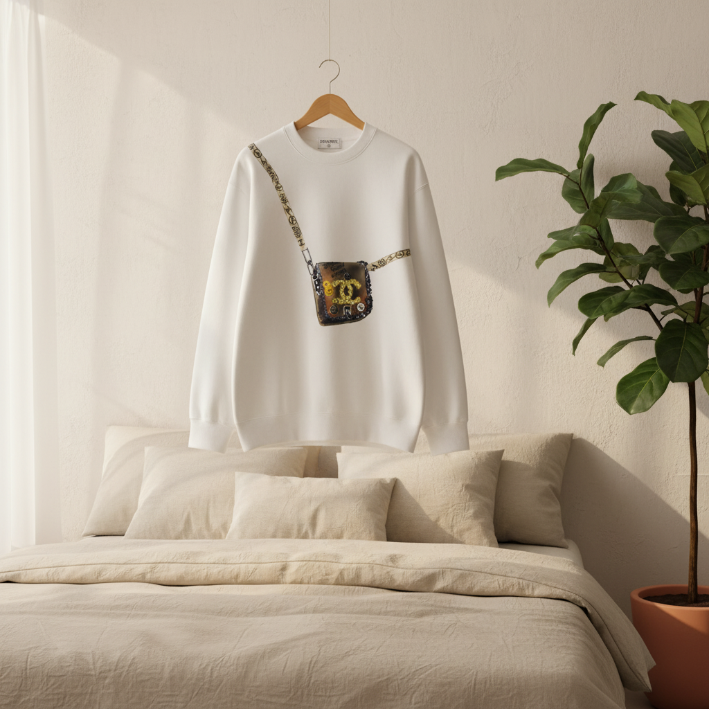 CHANEL White Crossbody Print Cotton Hoodie