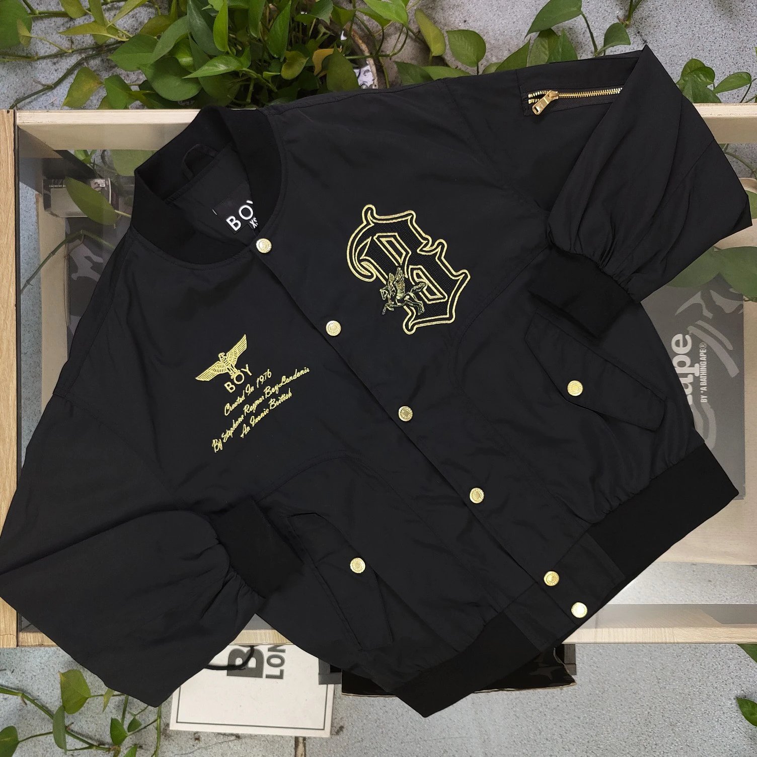 BOY LONDON Black Gold Eagle Nylon Street Jacket
