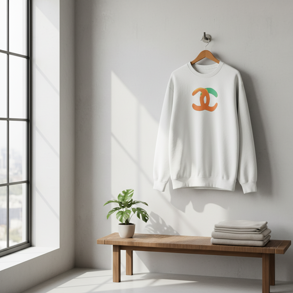 CHANEL White Cotton Hoodie Orange Green Logo Sweater