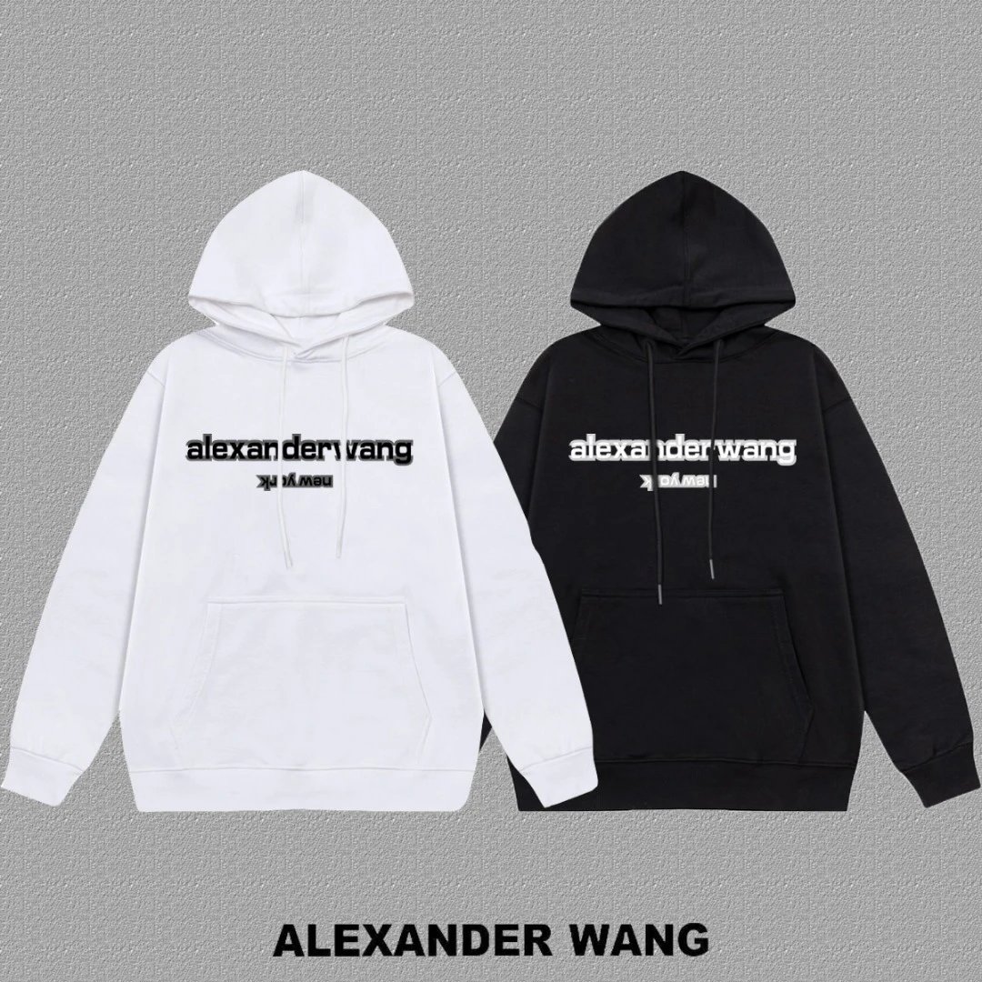 Alexander Wang White Logo Cotton Hoodie Pullover