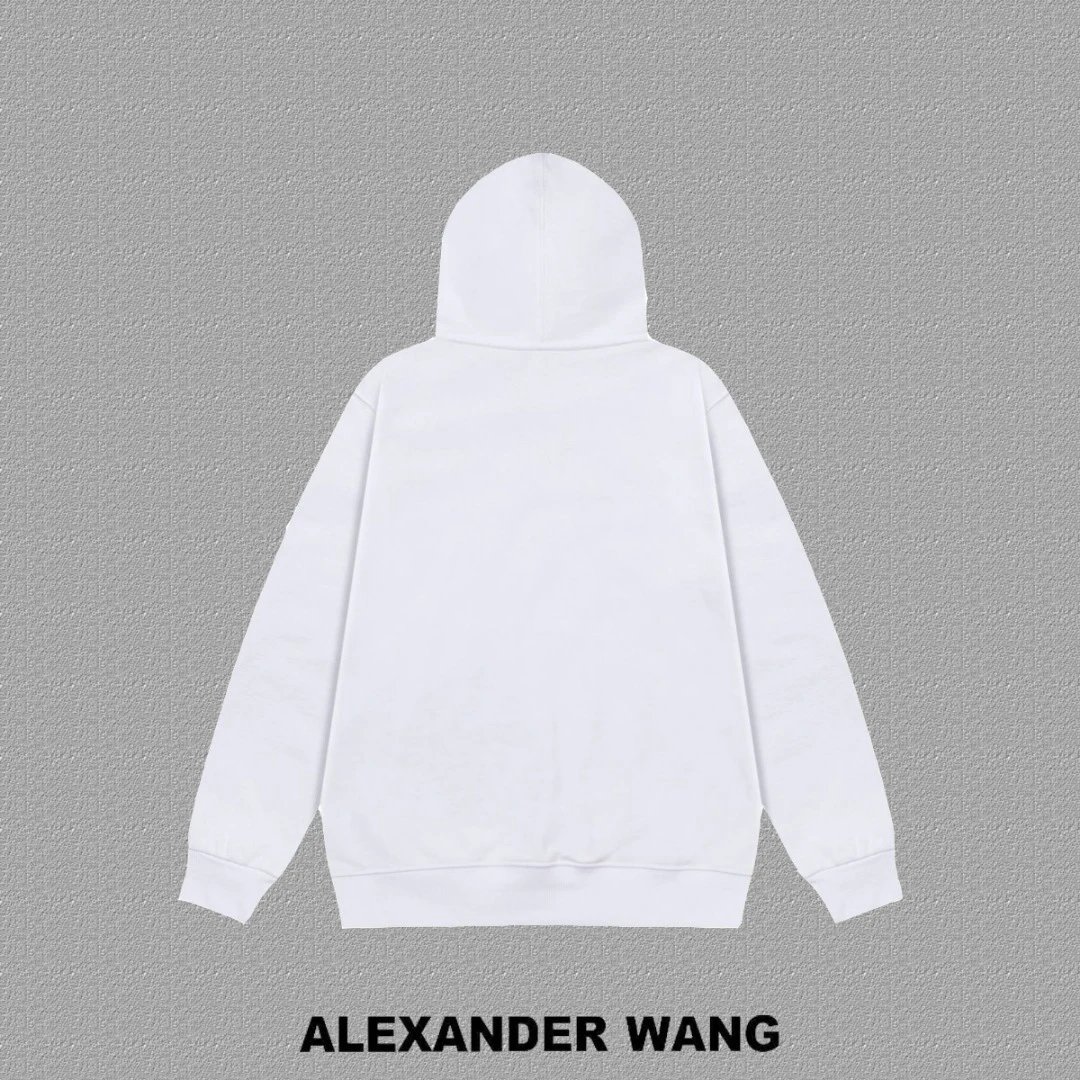 Alexander Wang White Logo Cotton Pullover Hoodie