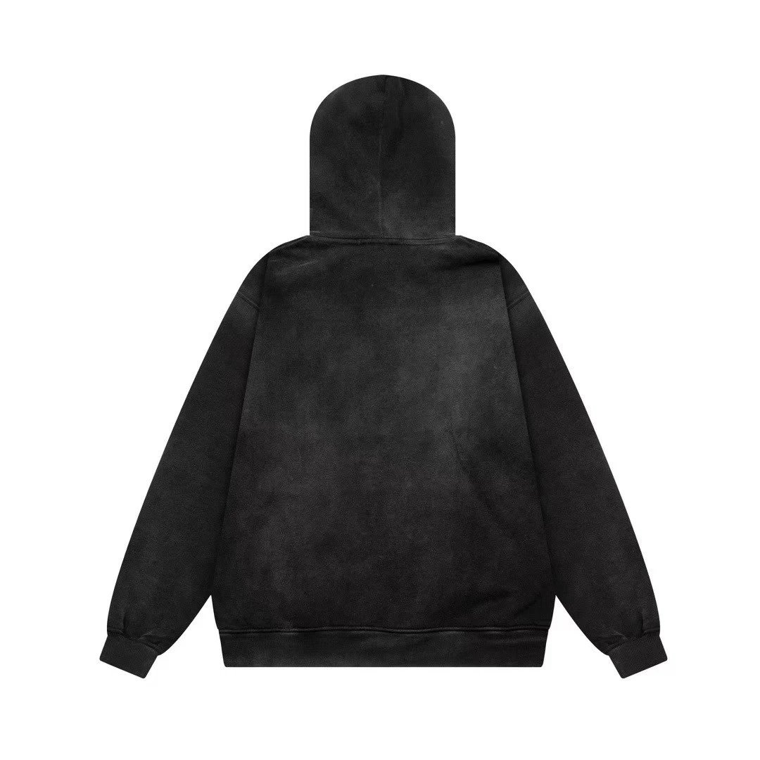 Alexander Wang Black Washed Unisex Cotton Logo Hoodie