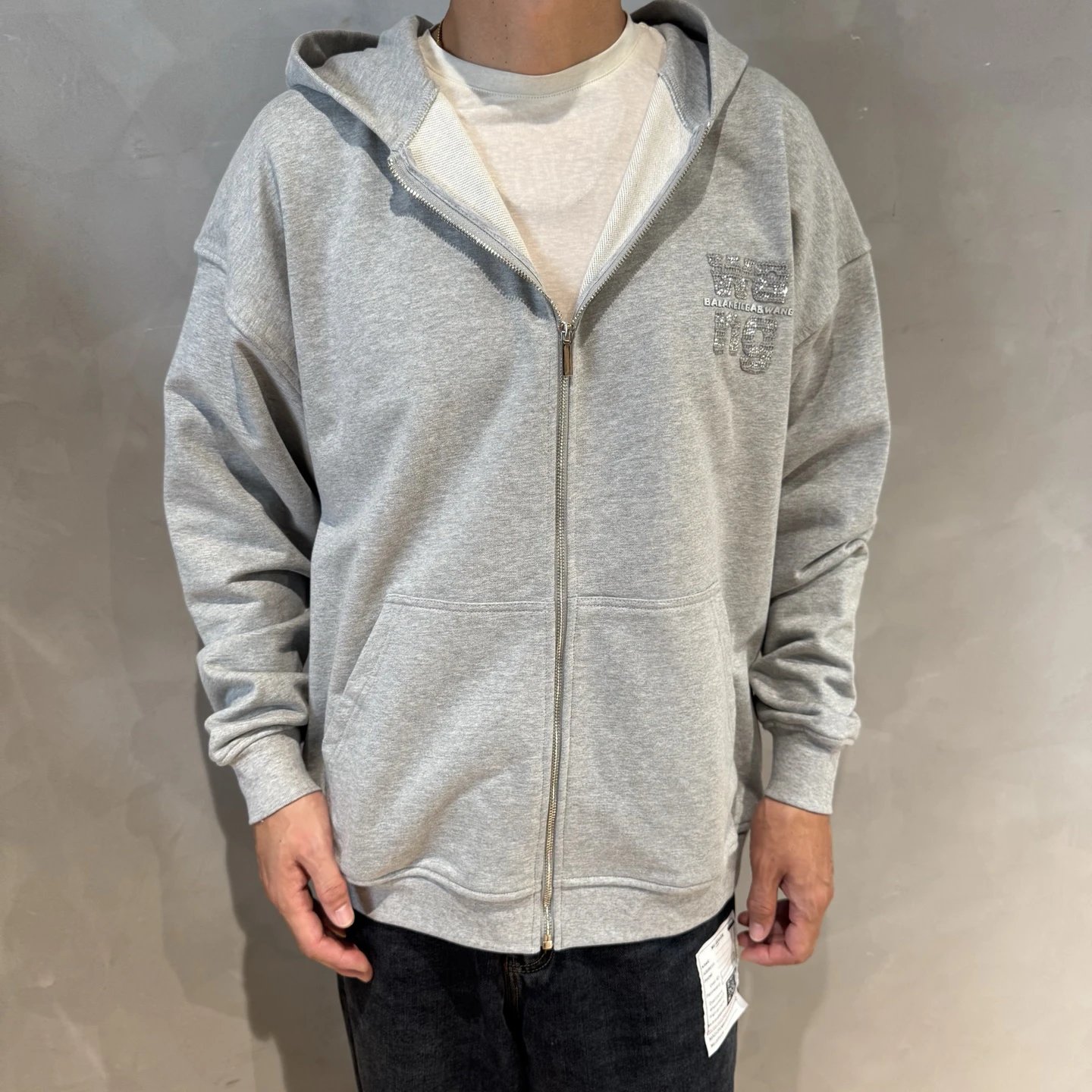 Alexander Wang Grey Oversized Hoodie Streetwear Sweatshirt