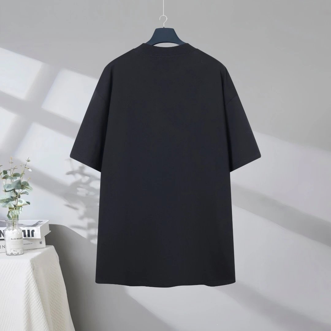 Balenciaga Men Black Oversized Logo Cotton T-Shirt