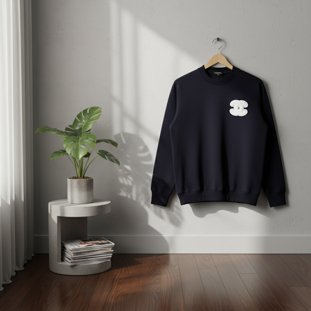 CHANEL Unisex Black Hoodie Luxury Logo Sweatshirt
