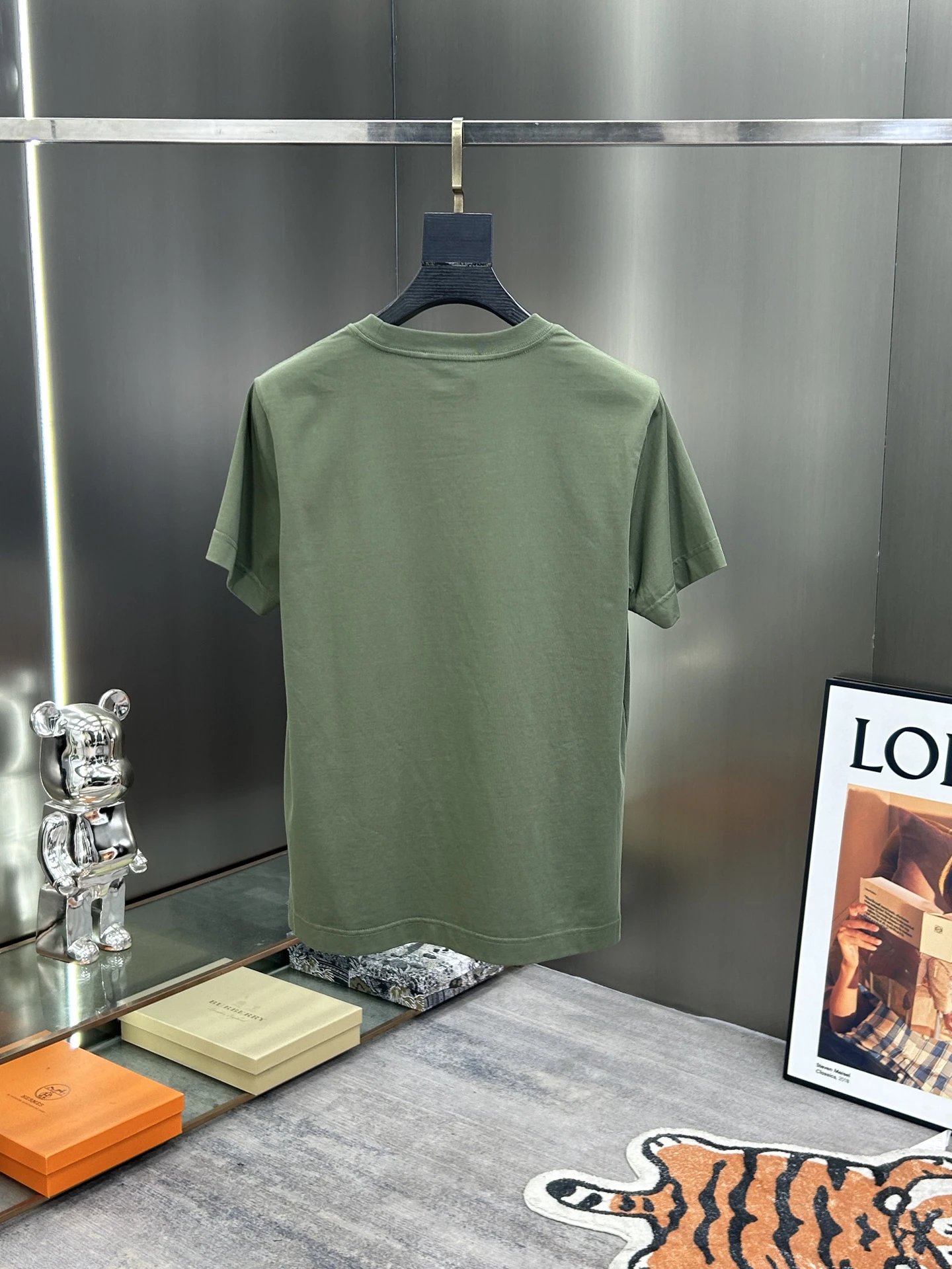 Burberry Army Green Men Logo Cotton T-Shirt