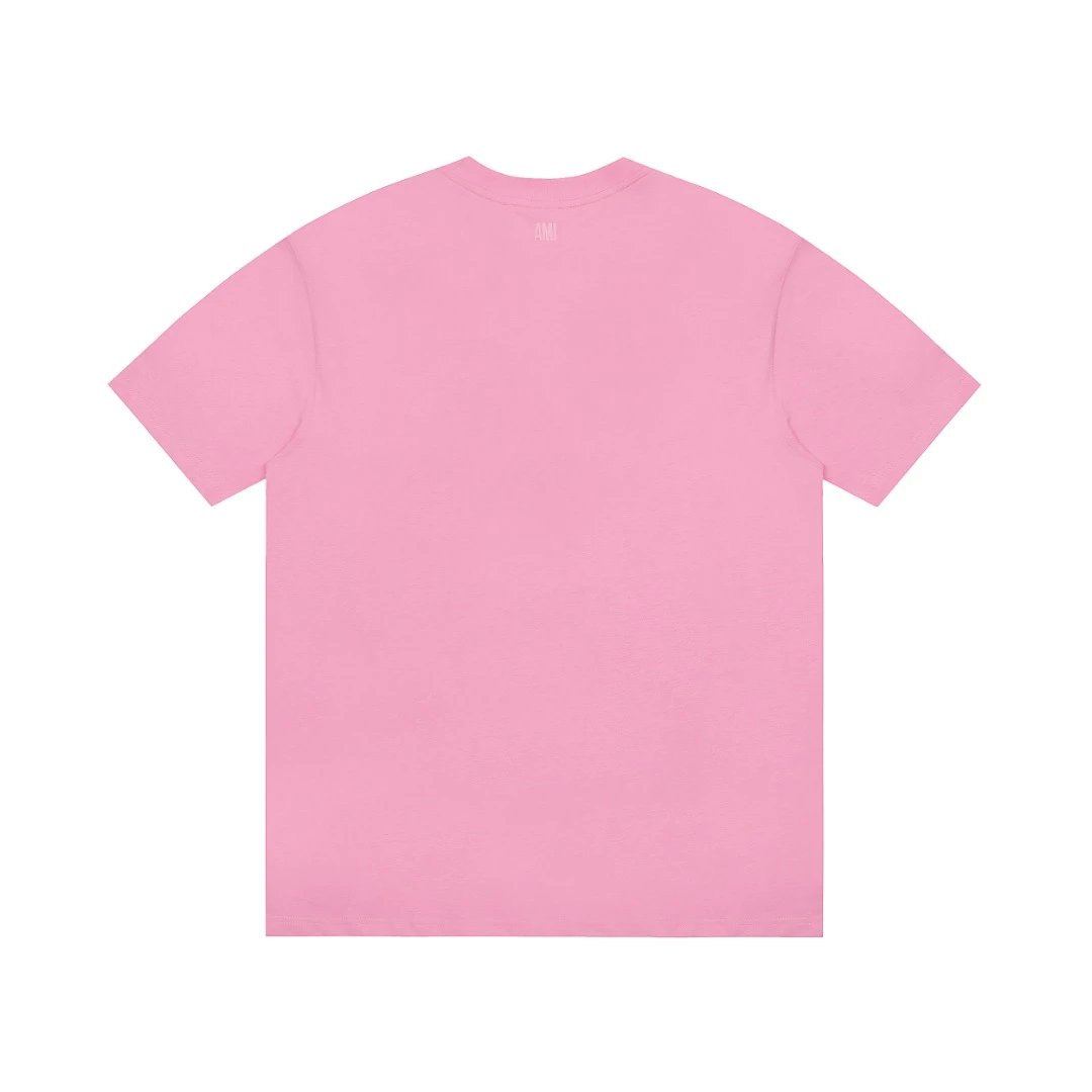AMI Heart Logo Pink Cotton Unisex T-Shirt