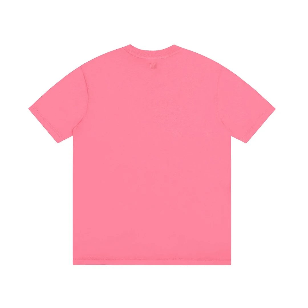 AMI Pink Heart Logo Unisex Cotton T-Shirt