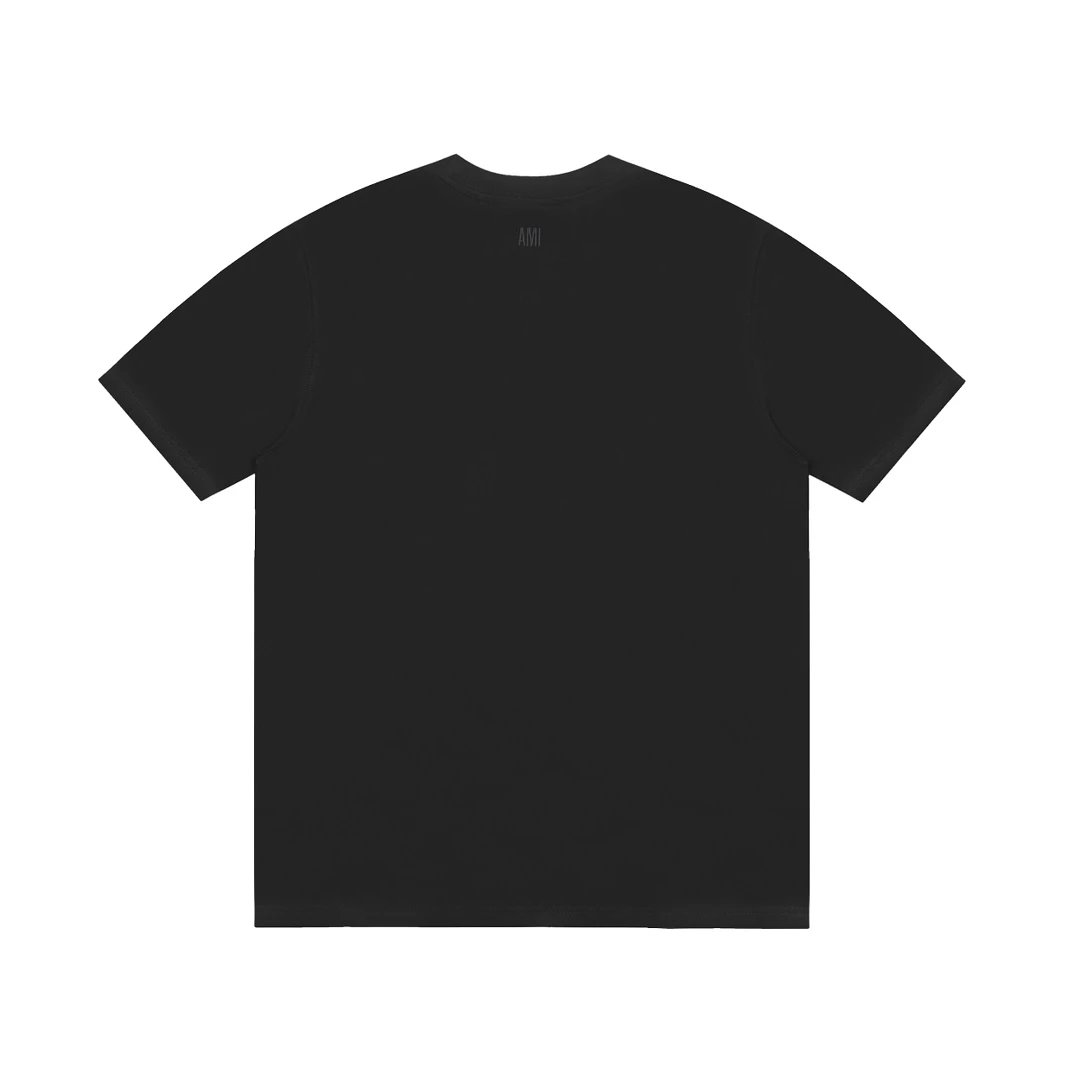 AMI Classic Black Heart Logo Cotton T-Shirt