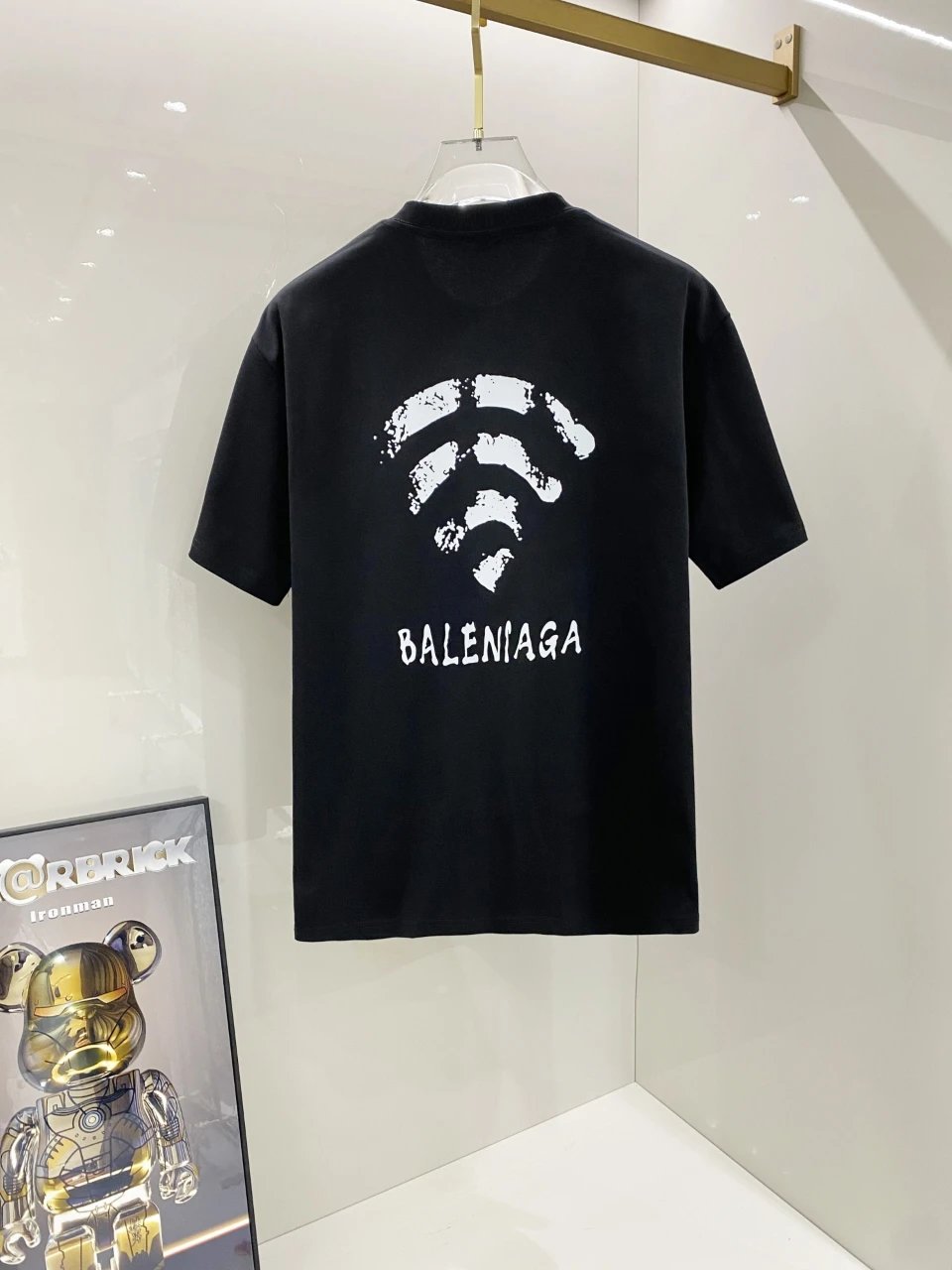 Balenciaga Men’s Black WiFi Print Cotton T-Shirt