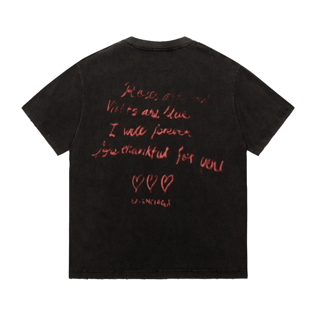 Balenciaga Happy Valentine Vintage Black Unisex T-Shirt