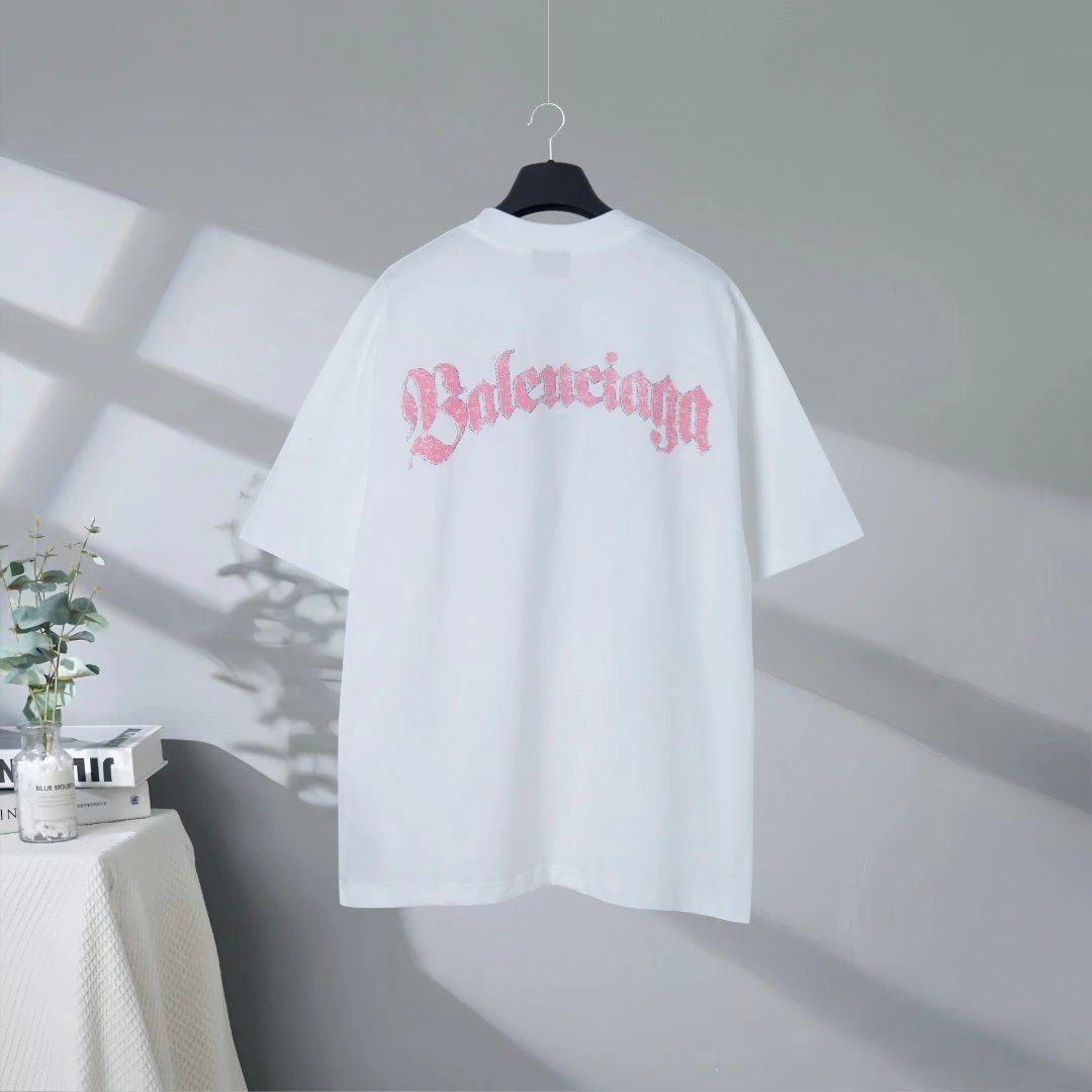 Balenciaga White Graphic Crest Cotton T-Shirt