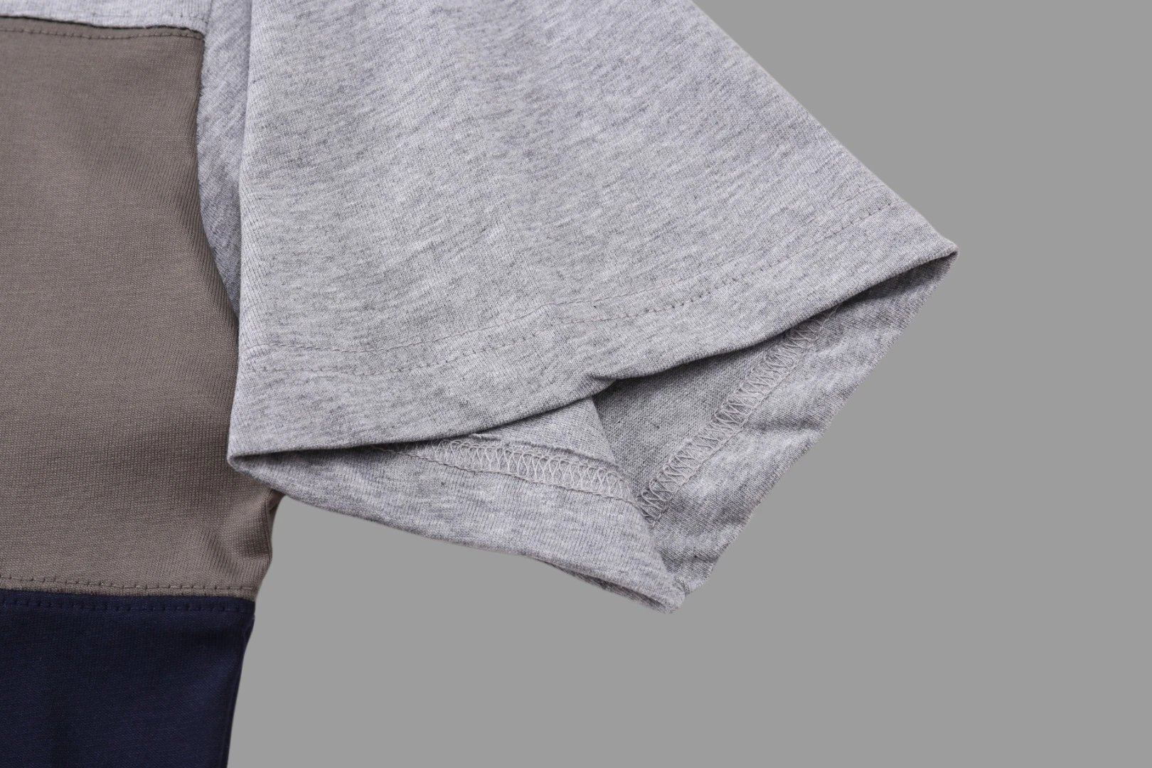 Balenciaga Men Color Block Oversized Cotton T-Shirt Gray Navy