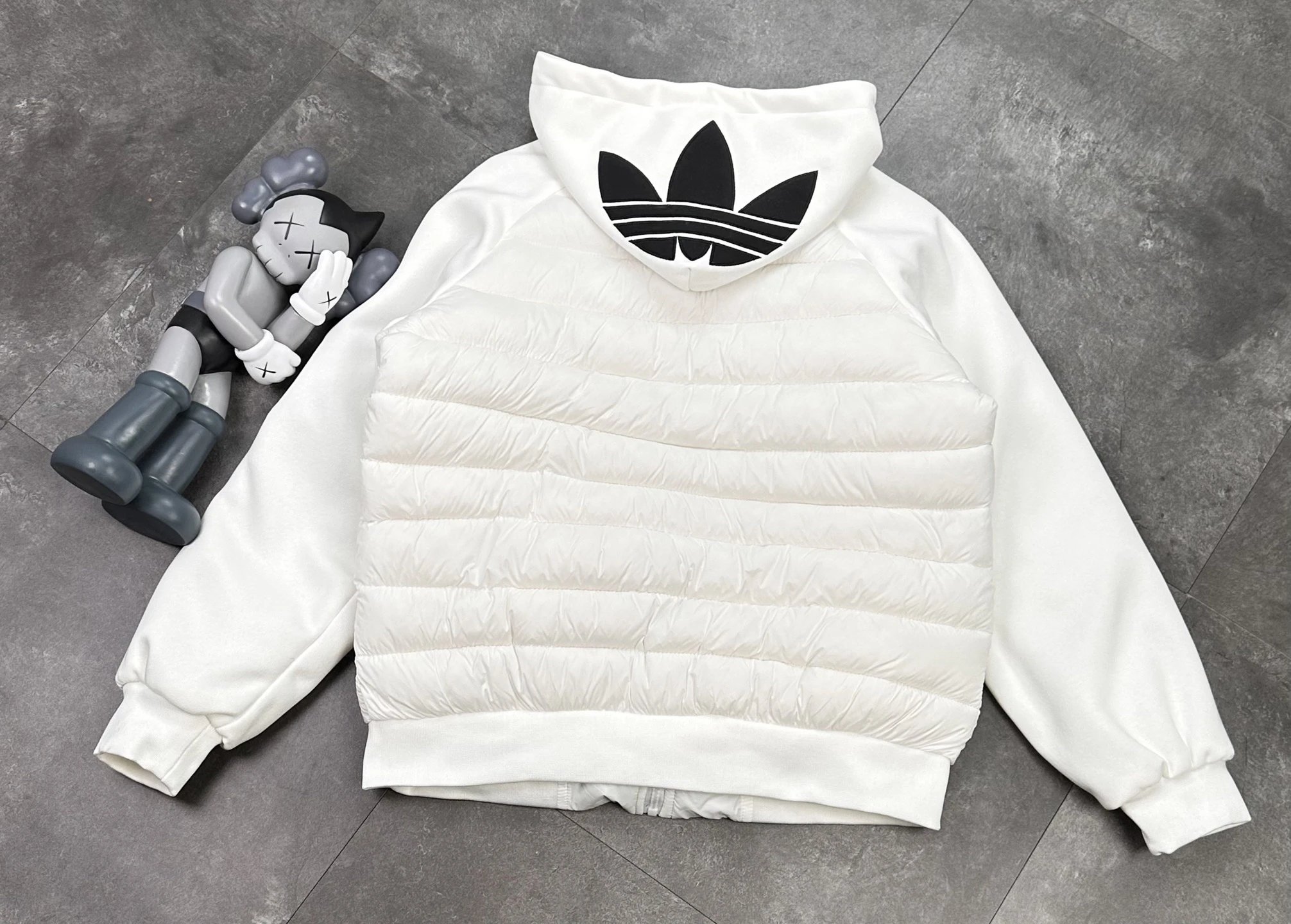 Adidas White Hooded Puffer Jacket Warm Casual