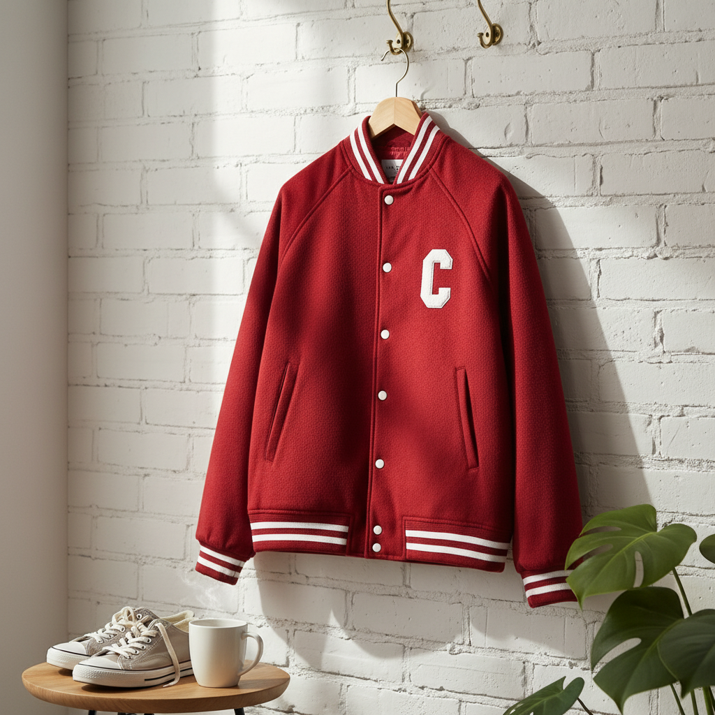 CELINE Red Varsity Bomber Jacket Unisex Outerwear