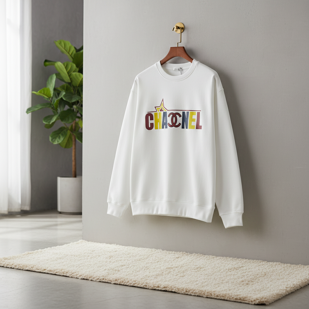 CHANEL White Cotton Unisex Logo Hoodie