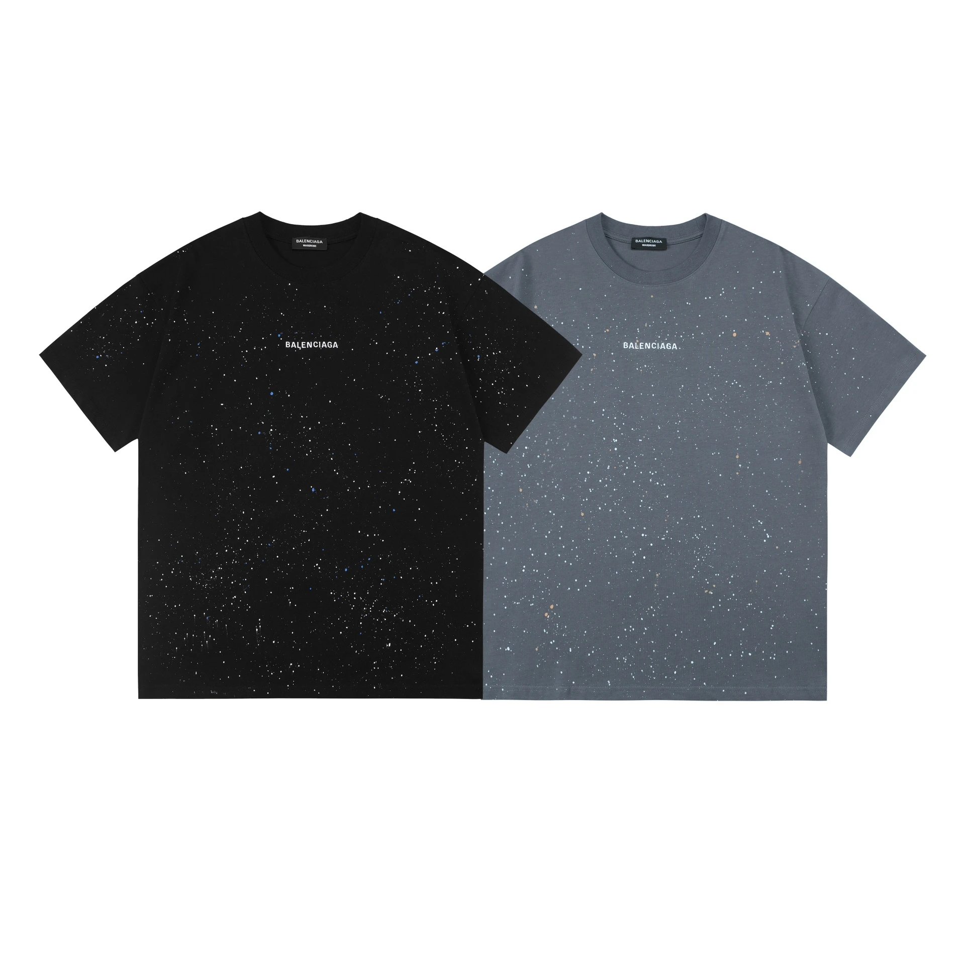 Balenciaga Black Galaxy Print Cotton T-Shirt