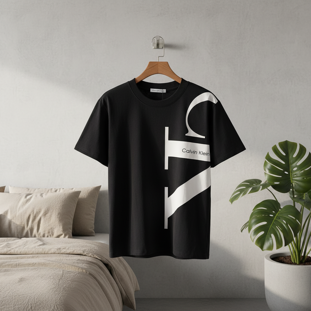 Calvin Klein Black Graphic Logo Cotton T-Shirt