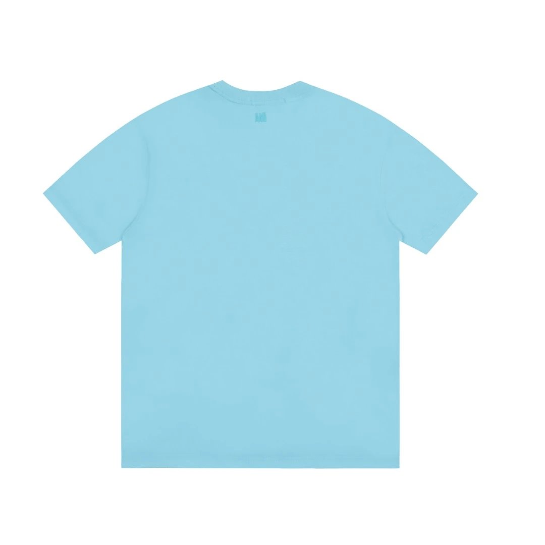 AMI Men’s Sky Blue Cotton Heart Logo T-Shirt