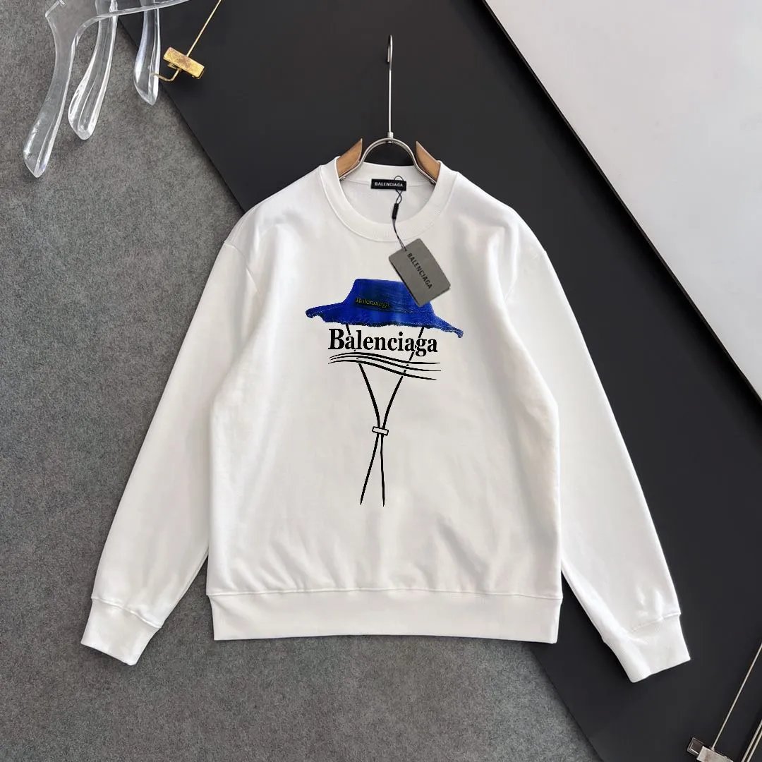 Balenciaga White Graphic Hoodie Unisex Streetwear Pullover