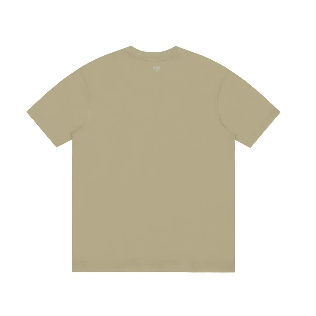 AMI Beige Cotton T-Shirt Unisex Parisian Style Tee