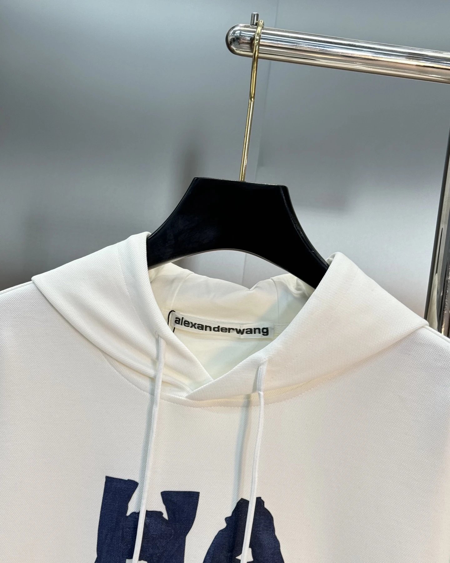 Alexander Wang Logo Print White Cotton Hoodie