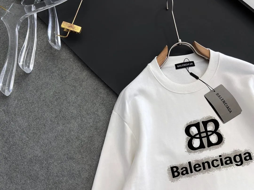 Balenciaga BB Logo White Cotton Hoodie