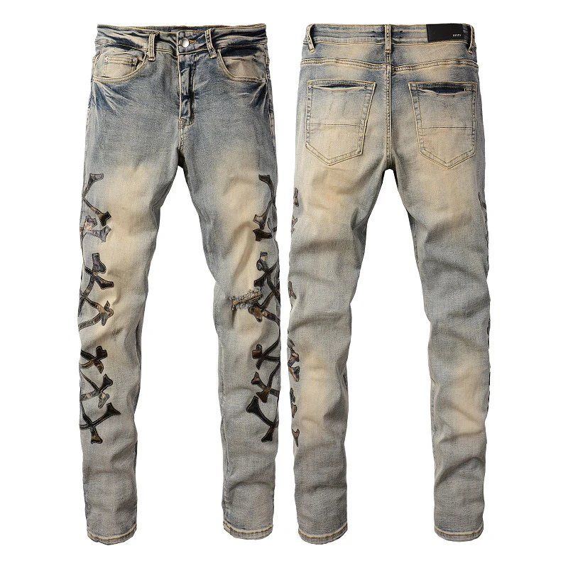 AMIRI Men's Vintage Wash Cross Patch Distressed Jeans