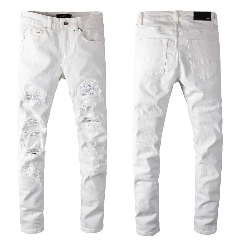 AMIRI White Distressed Slim Fit Jeans Men