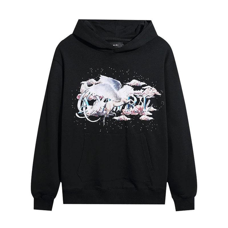 AMIRI Black Bird Floral Print Hoodie