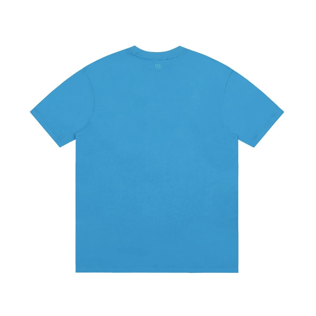 Ami Heart Logo Sky Blue Cotton T-Shirt