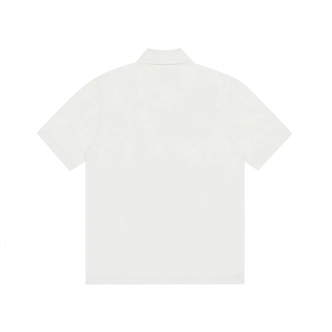 AMI White Polo T-Shirt Red Heart Logo