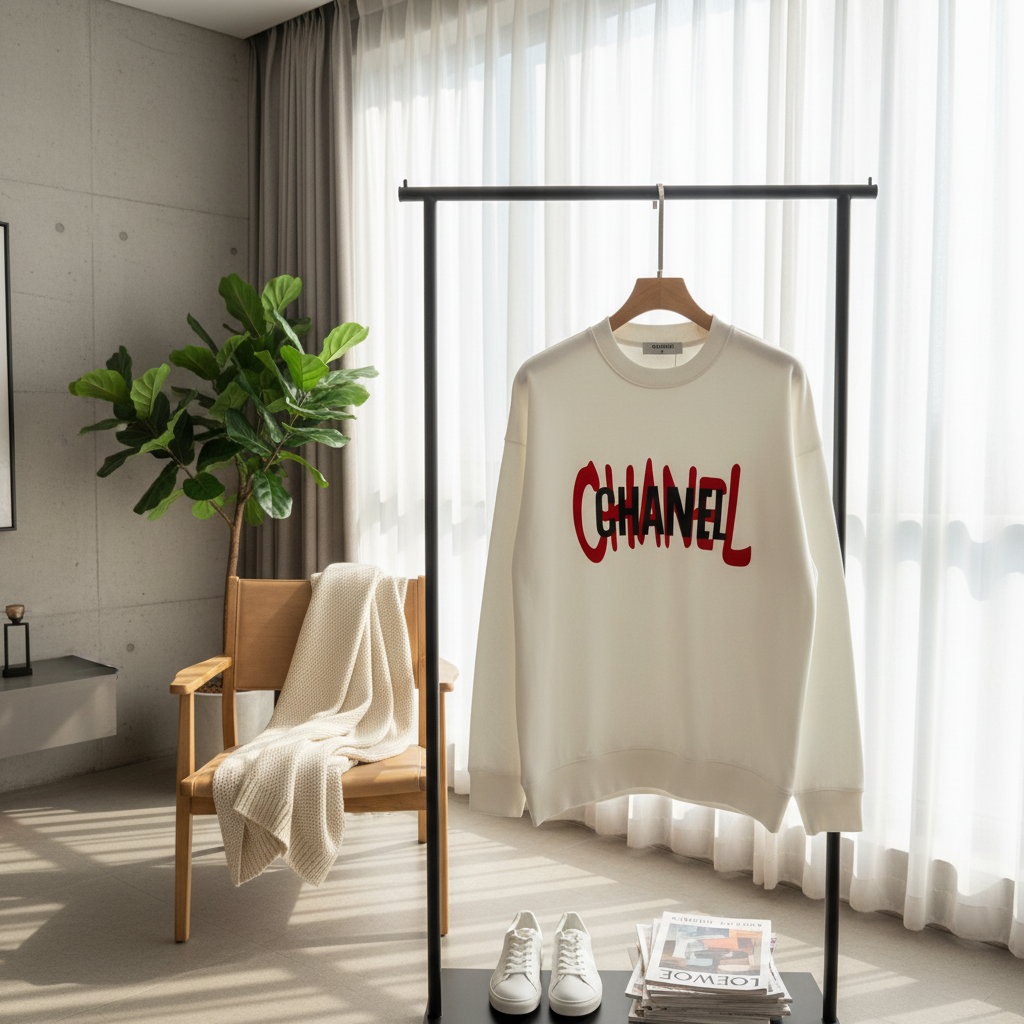 CHANEL White Logo Hoodie Casual Fashion Sweatshirt