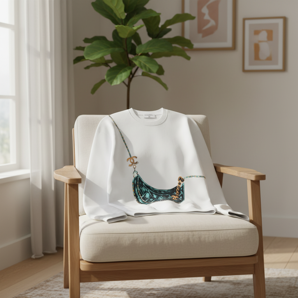 CHANEL White Cotton Printed Logo Hoodie