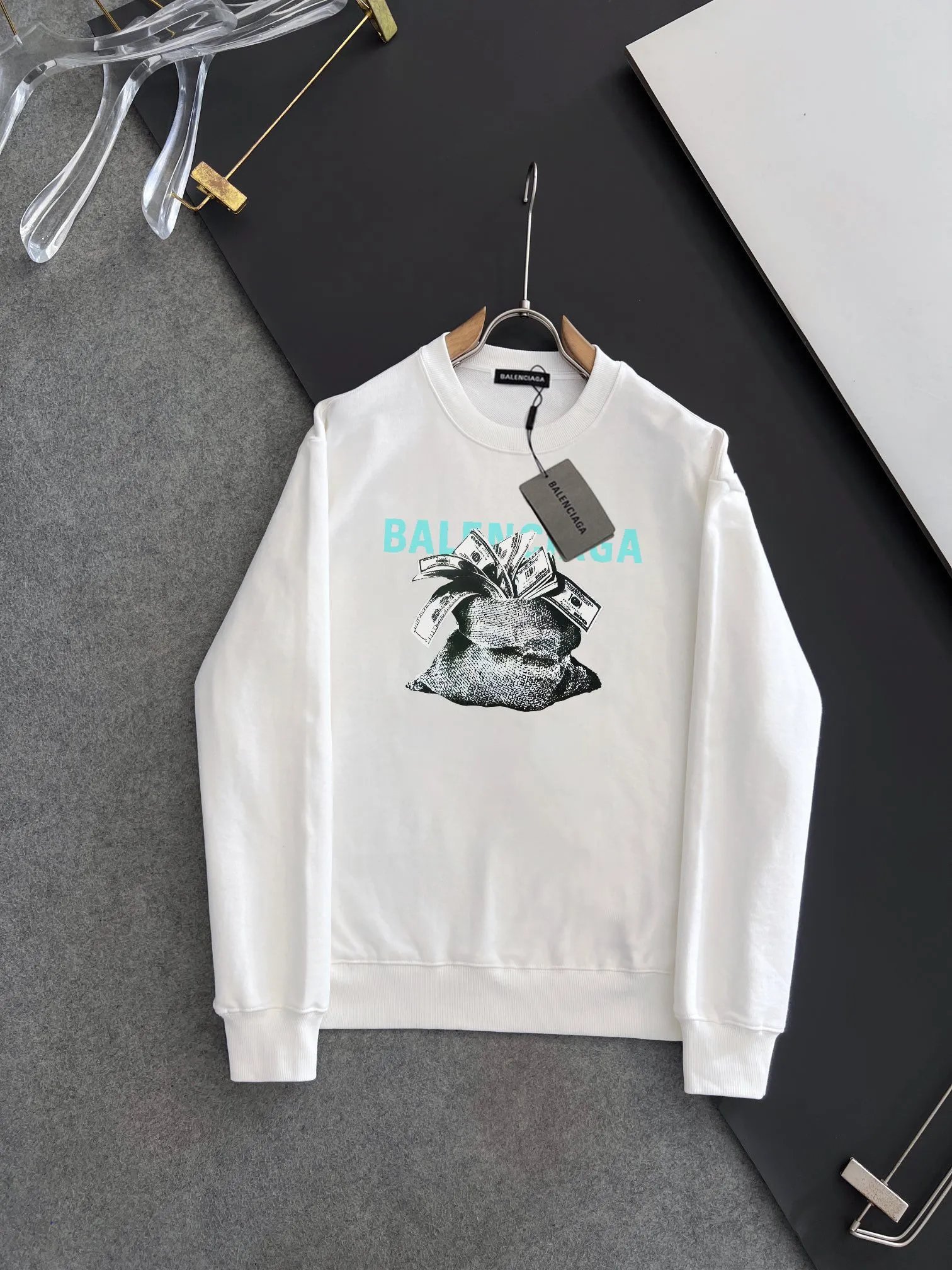 Balenciaga White Money Bag Graphic Hoodie