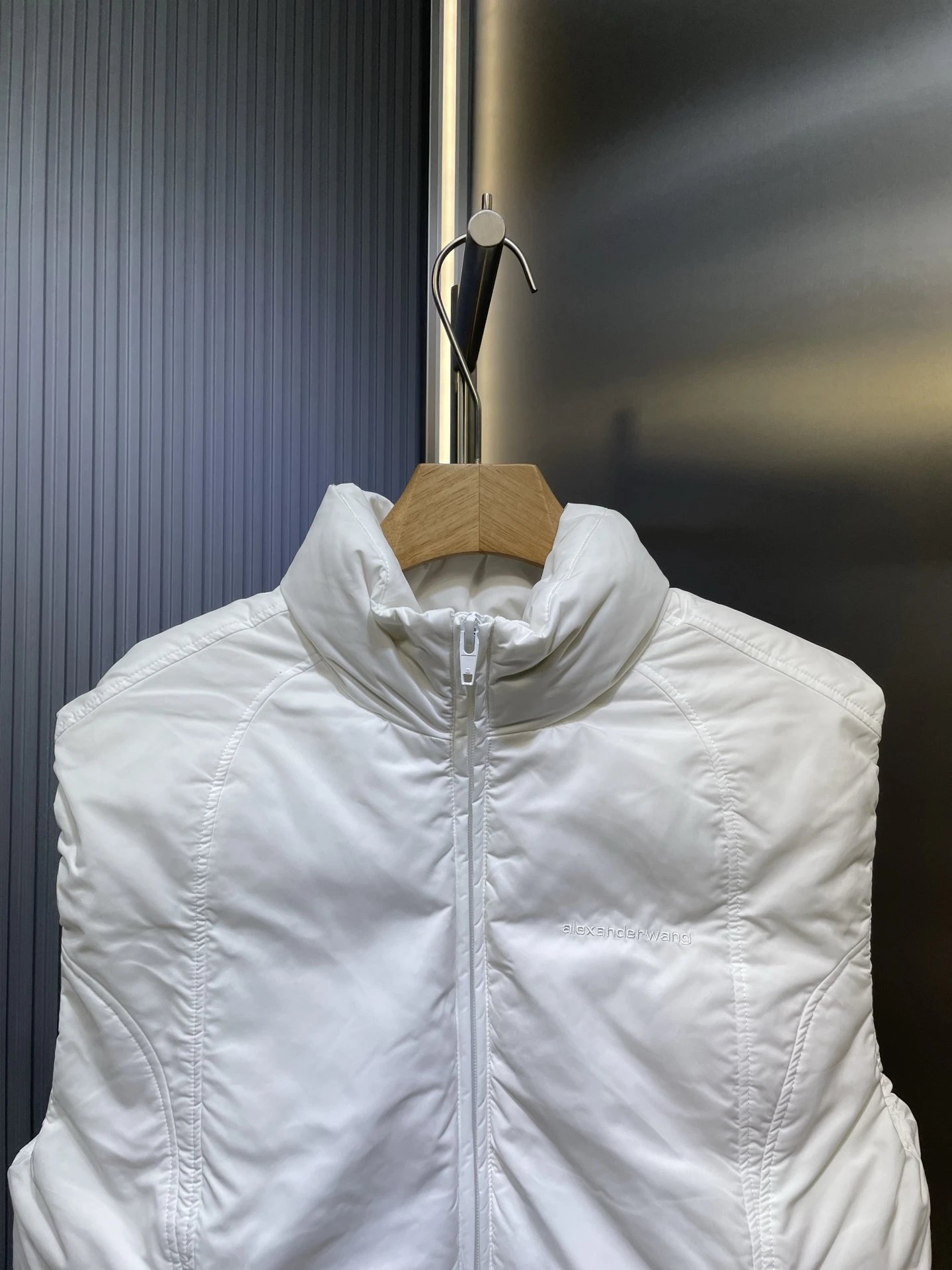 Alexander Wang White High Neck Puffer Vest