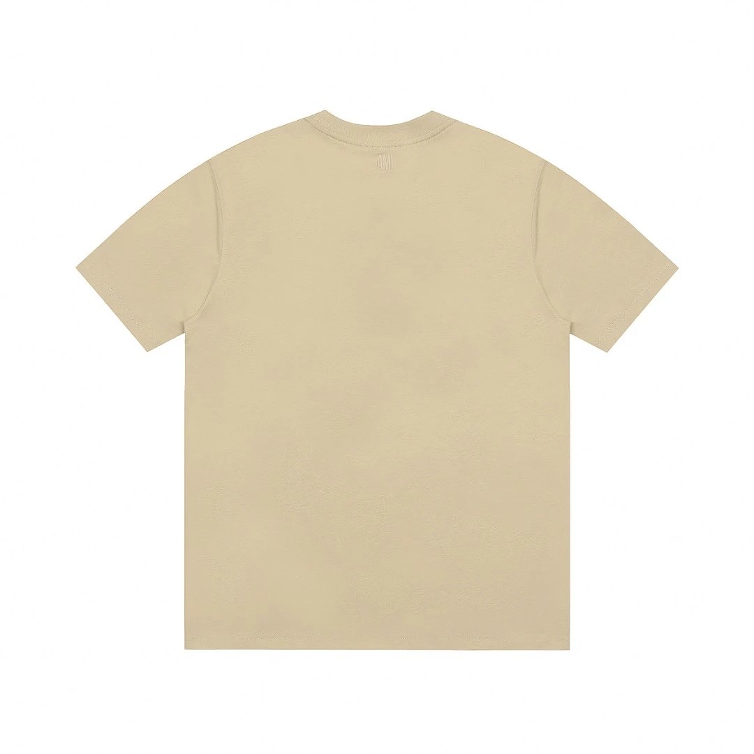 AMI Beige Heart Logo Cotton Unisex T-Shirt
