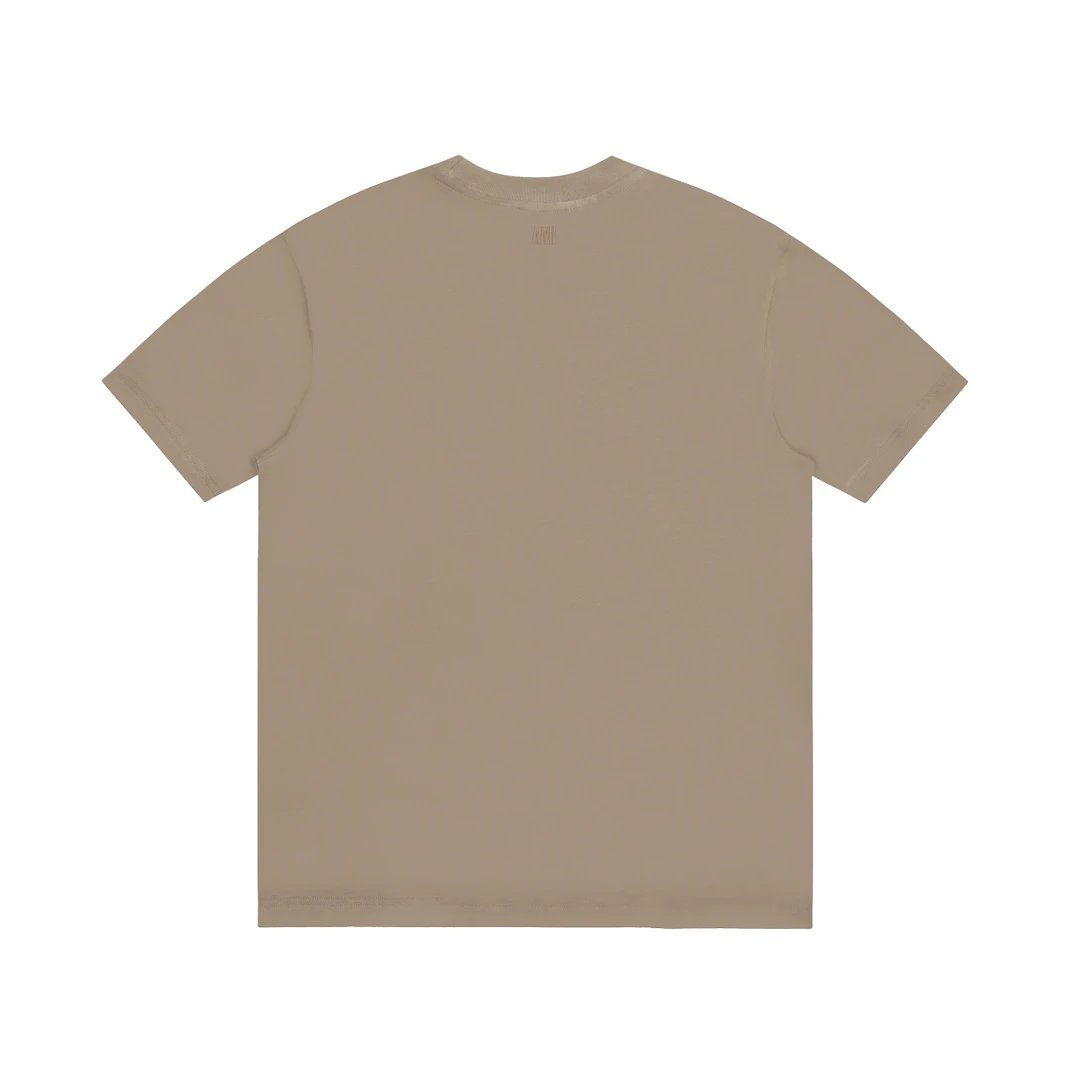 AMI Beige Heart Logo Cotton T-Shirt