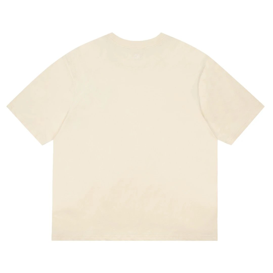 AMI Paris Beige Heart Logo Cotton T-Shirt